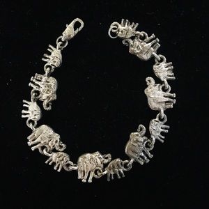 Pewter Silver Unmarked Elephant Love Bracelet - image 1